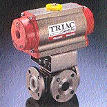 Triac Pneumatic Actuated A/T Stainless Steel Flanged 3-way Ball Valve.